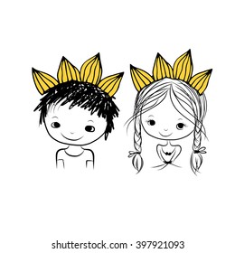 Prince and princess with crown on head for your design