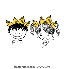 Prince and princess with crown on head for your design