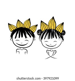 Prince and princess with crown on head for your design