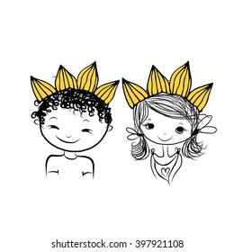 Prince and princess with crown on head for your design