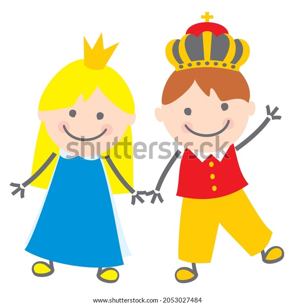 Prince Princess Fairy Tale Characters Cute Stock Vector (Royalty Free ...