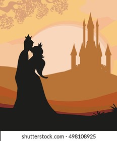 prince and princess kiss