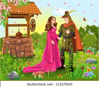 Prince And Princess At The Wishing Well