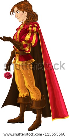 Prince in red and gold and gold with rose