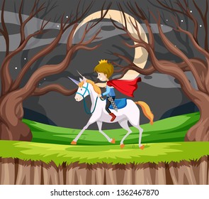 Prince ride a horse illustration
