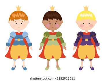 Prince. Set of illustrations of little princes.