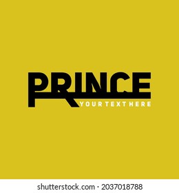 Diseño de palabras simples de Prince, diseño de logotipo de letra de texto con fondo colorido