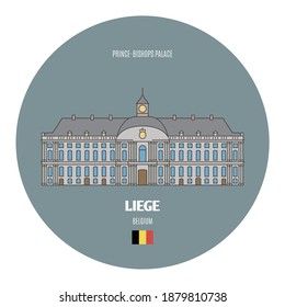 Prinz-Bishops Palace in Lüttich, Belgien. Architektonische Symbole europäischer Städte. Farbige Vektorgrafik 