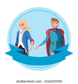princes charming of tales characters vector illustration design