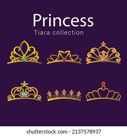princes gold tiara pack collection vector