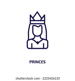 princes icon from people collection. Thin linear princes, crown, prince outline icon isolated on white background. Line vector princes sign, symbol for web and mobile