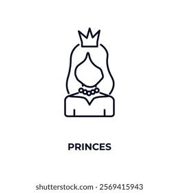 princes outline icon. Linear vector from people concept. Thin line princes icon isolated on white background