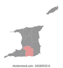 Mapa de la región de Princes Town, división administrativa de Trinidad y Tobago. Ilustración vectorial.