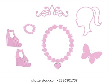 princess accesories pink vector design princess hand drawn design vector design 