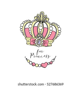  princess accessories, hand drawn graphic