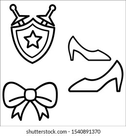 Princess accessories icons set. Vector illustration.