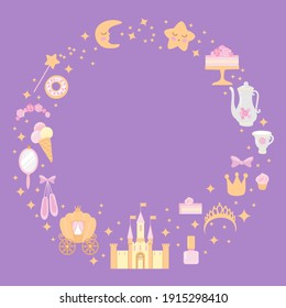 
princess accessories in round frame
