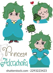 Princess 
artichoke 
cartoon children's illustration with vegetables