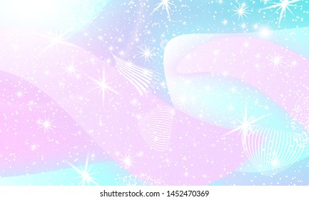Princess background. Mermaid rainbow. Magic stars. Unicorn pattern. Fantasy galaxy. Fairytale princess colors.