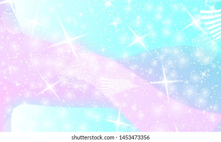 Princess background. Mermaid rainbow. Magic stars. Unicorn pattern. Fantasy galaxy. Fairytale princess colors.