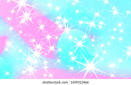 Princess background. Mermaid rainbow. Magic stars. Unicorn pattern. Fantasy galaxy. Fairytale princess colors.