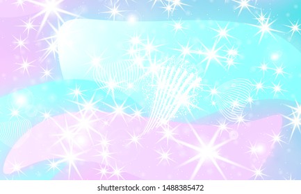 Princess background. Mermaid rainbow. Magic stars. Unicorn pattern. Fantasy galaxy. Fairytale princess colors.