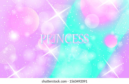 Princess background. Mermaid rainbow. Magic stars pink. Unicorn pattern. Fantasy galaxy. Fairytale graphics. Pink princess colors.