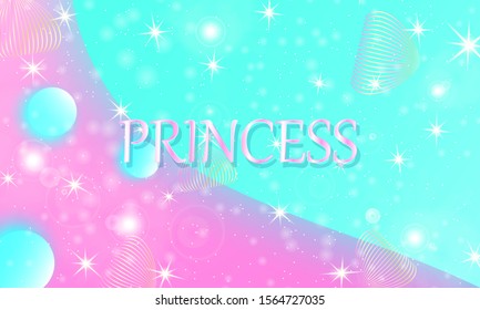 Princess background. Mermaid rainbow. Magic stars pink. Unicorn pattern. Fantasy galaxy. Fairytale graphics. Pink princess colors.