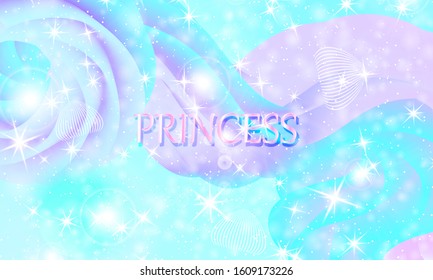 Princess background. Mermaid rainbow. Magic stars. Unicorn pattern. Fantasy galaxy. Fairytale princess colors.