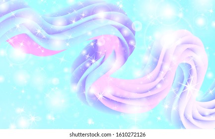 Princess background. Mermaid rainbow. Magic stars. Unicorn pattern. Fantasy galaxy. Fairytale princess colors.