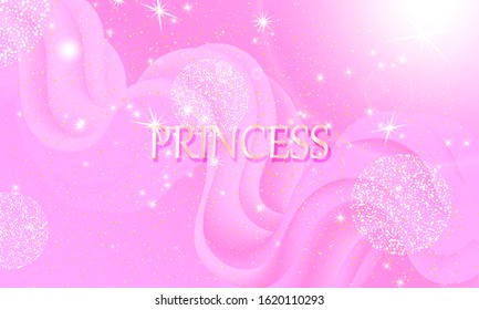 Princess background. Mermaid rainbow. Magic stars pink. Unicorn pattern. Fantasy galaxy. Fairytale print. Pink princess colors.