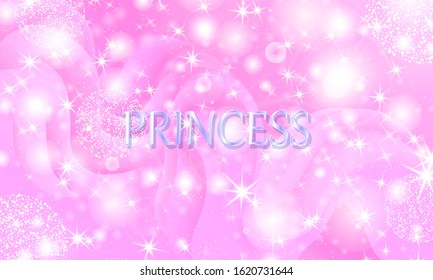 Princess background. Mermaid rainbow. Magic stars pink. Unicorn pattern. Fantasy galaxy. Fairytale print. Pink princess colors.