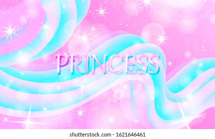 Princess background. Mermaid rainbow. Magic stars pink. Unicorn pattern. Fantasy galaxy. Fairytale print. Pink princess colors.