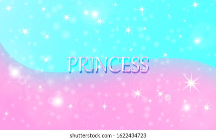 Princess background. Mermaid rainbow. Magic stars pink. Unicorn pattern. Fantasy galaxy. Fairytale graphics. Pink princess colors.