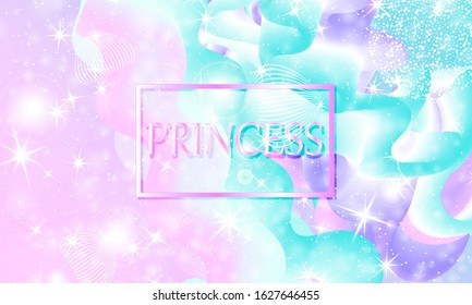 Princess background. Mermaid rainbow. Magic stars pink. Unicorn pattern. Fantasy galaxy. Fairytale print. Pink princess colors.