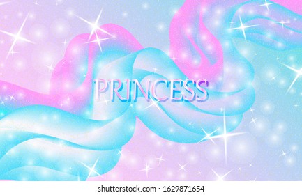 Princess background. Mermaid rainbow. Magic stars pink. Unicorn pattern. Fantasy galaxy. Fairytale print. Pink princess colors.