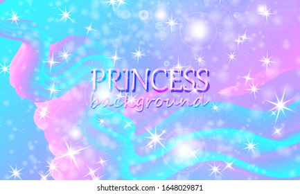 Prinzessin Hintergrund. Meerjungfrau Regenbogen. Magische Sterne.Einhornmuster. Fantasiegalaxie. Fairytale Prinzessinnen-Farben.