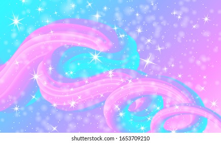 Antecedentes de la princesa. Arcoiris de sirena. Estrellas mágicas. Patrón unicornio. Galaxia de fantasía. Colores de princesas de cuento de hadas.