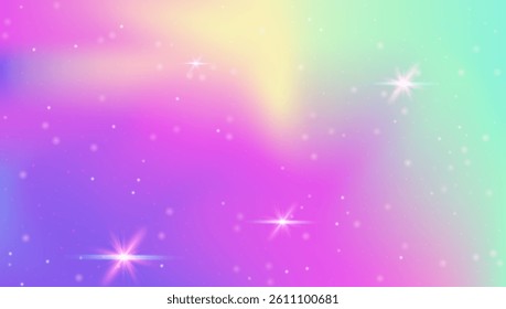 Princess Background. Pink Fairy Hologram And Beautiful Magic Pattern. Purple Unicorn Gradient. Iridescent Sky Texture With Glitter And Sparkle Stars. Blue Princess Background.