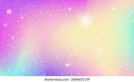 Princess Background. Pink Kawaii Pattern And Beautiful Fairy Gradient. Purple Rainbow Hologram. Vector Cartoon Galaxy With Sparkle And Mermaid Glitter. Blue Princess Background.