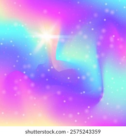 Princess Background. Pink Rainbow Pattern. Unicorn Hologram. Holographic Fantasy Invite. Purple Universe Gradient. Blue Pastel Invitation. Magic Texture. Cute Princess Background.