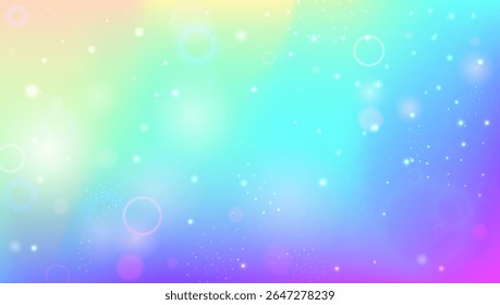 História da Princesa. Gradiente de unicórnio rosa e belo padrão de Kawaii. Holograma Arco-Íris Roxo. Textura Da Estrela Sobre O Céu Claro E O Design Do Universo Cósmico. Fundo de Princesa Azul.