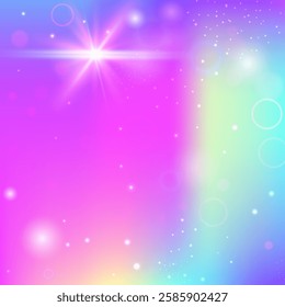 Princess Background. Pink Unicorn Pattern. Magic Invitation. Holographic Girlish Invite. Purple Abstract Hologram. Blue Mystical Gradient. Rainbow Backdrop. Party Princess Background.