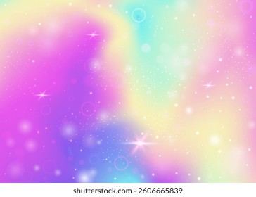 Princess Background. Purple Unicorn Hologram. Girl Pattern. Fairytale Cosmic Mesh. Pink Colorful Invitation. Lilac Pastel Gradient. Magic Backdrop. Stars Princess Background.