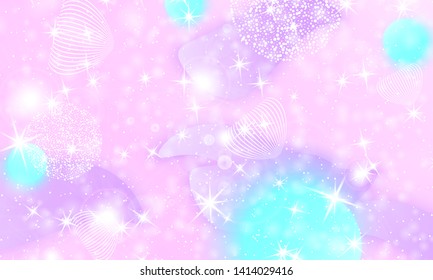 Princess background. Rainbow galaxy. Unicorn pattern. Mermaid rainbow fantasy stars. Pastel princess colors.