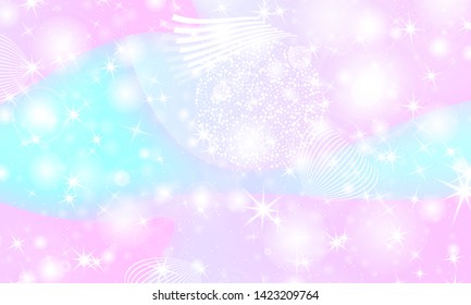 Princess background. Rainbow galaxy. Unicorn pattern. Mermaid rainbow fantasy stars. Pastel princess colors.