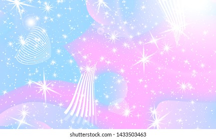 Princess background. Rainbow galaxy. Unicorn pattern. Mermaid rainbow fantasy stars. Pastel princess colors.