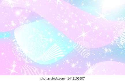 Princess background. Rainbow galaxy. Unicorn pattern. Mermaid rainbow fantasy stars. Pink, blue princess colors.