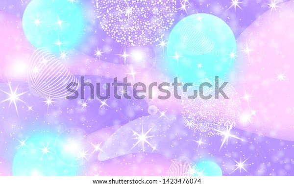 Princess Background Rainbow Galaxy Unicorn Pattern Stock Vector