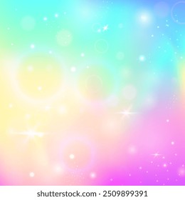 Prinzessin-Hintergrund. Regenbogen-Hologramm. Lilac Mädchen Einladung. Irisierendes funkelndes Netz. Rosa Kawaii-Farbverlauf. Purple Fantasy Pattern. Einhorn-Glitzer. Sterne Regenbogen Hologramm.